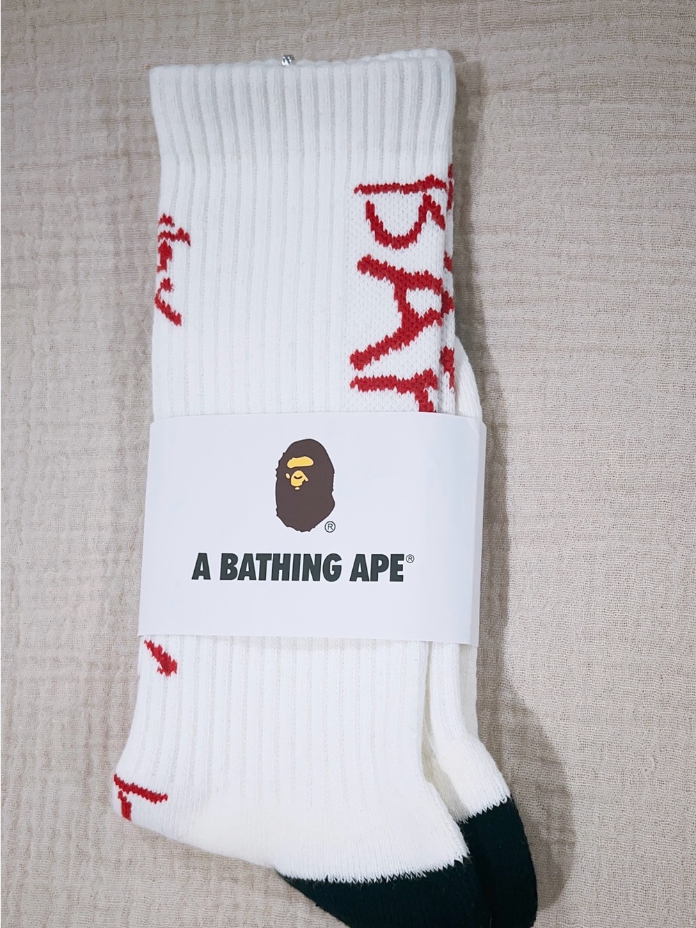 A Bathing Ape BAPE Kanji Logo Crew Socks